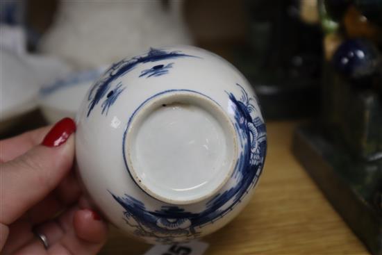 Two Caughley blue and white tea bowls and mixed ceramics